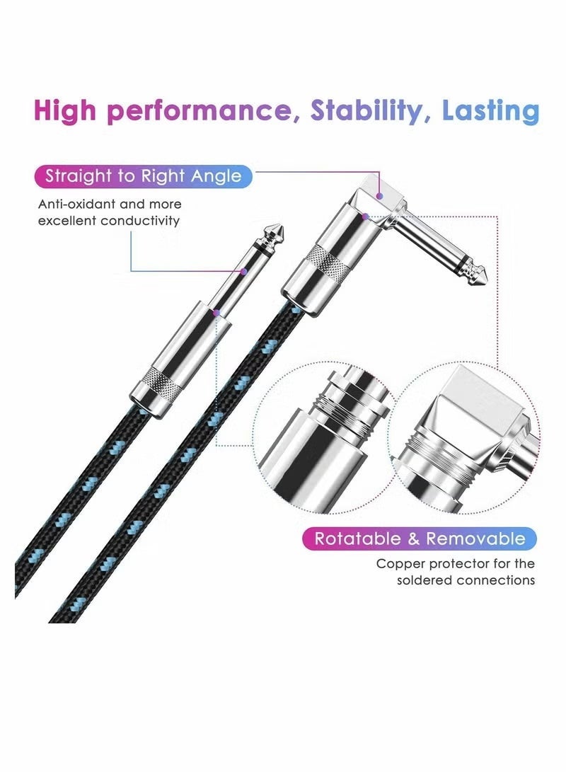 Ruili Guitar Cable, Professional Instrument Cable Electric Guitar AMP Cord, 1/4inch TS Cable for Guitar Bass Mandolin Keyboard and Pro Audio Right Angle 10FT, Black+Blue（1m） - Image 5